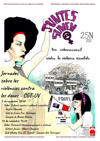 Cartell tallers del 25 de novembre contra la violència masclista